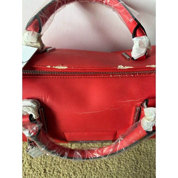 Damaged Defective Peeling Red Calvin Klein Satchel Bowling Bag *missing strap - Picture 11 of 13